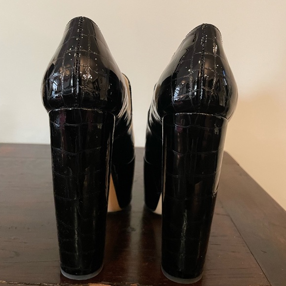 BOTTEGA VENETA MOSTRA 145 CROC-EFFECT LEATHER PLATFORM PUMPS - Picture 3 of 5